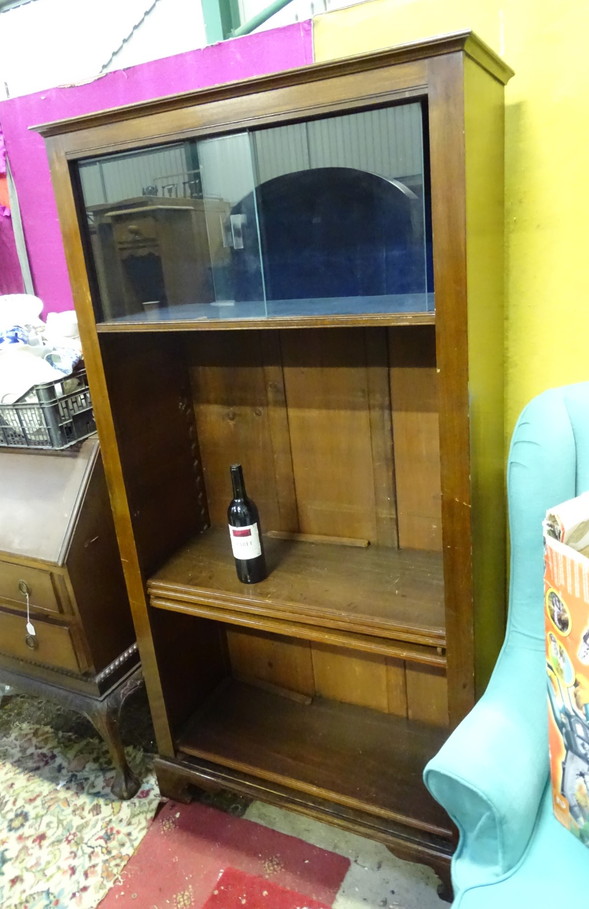 A large stained pine 4 tier bookcase, - Image 3 of 3