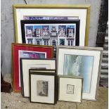 A quantity of pictures, to include a pair of coastal watercolours,