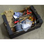A quantity of tools to include scissors, pin hammers, impact driver etc.