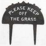 A metal sign 'Please keep off the grass' CONDITION: Please Note - we do not make