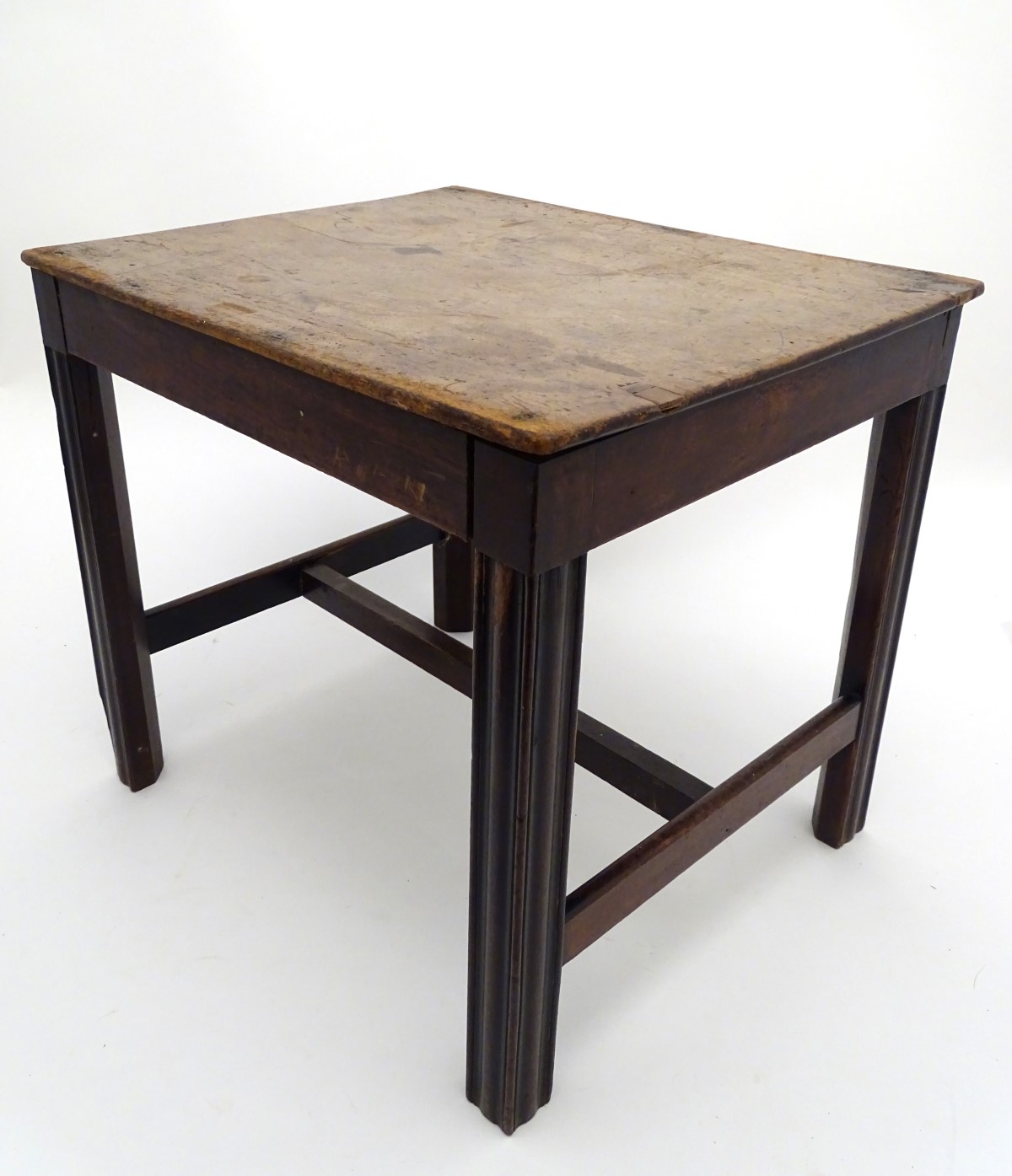 A late 18thC mahogany low table / stool with moulded legs and a chamfered frame, - Image 4 of 7