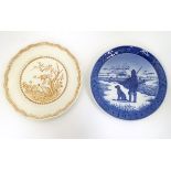 Two game / shooting plates comprising a Royal Copenhagen 1977 Immervad Bridge plate and a Furnivals