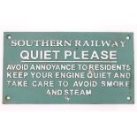 A Southern Railway sign CONDITION: Please Note - we do not make reference to the