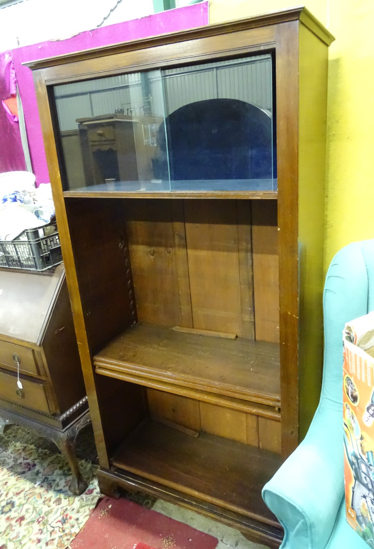 A large stained pine 4 tier bookcase, - Image 2 of 3