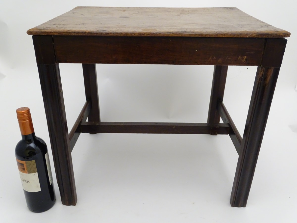 A late 18thC mahogany low table / stool with moulded legs and a chamfered frame, - Image 3 of 7