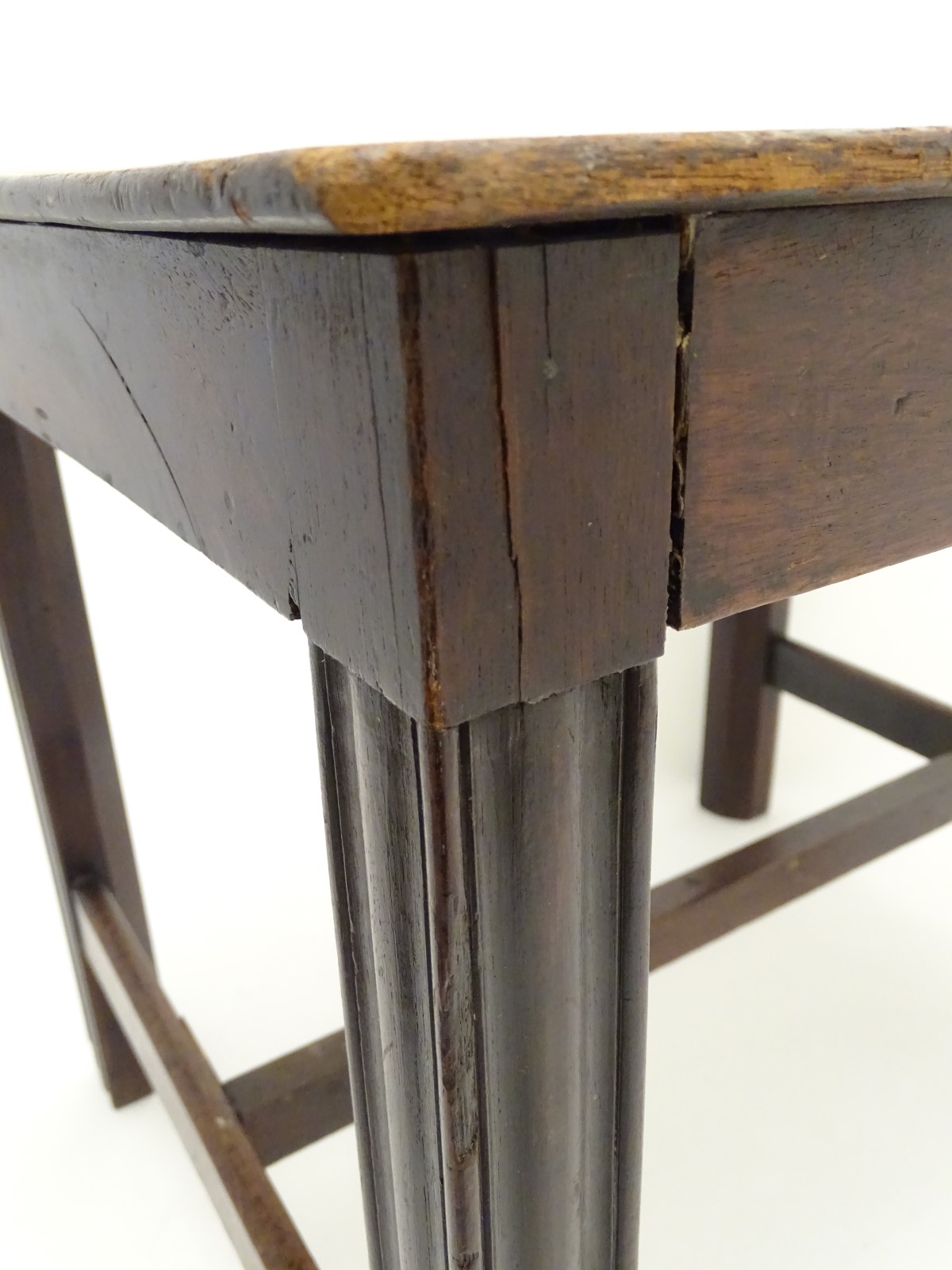 A late 18thC mahogany low table / stool with moulded legs and a chamfered frame, - Image 6 of 7