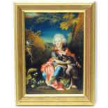 English School, XX, Oil on card laid on wood, A portrait of a lady, after Nicolas de Largillier,