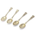 Four Kings pattern teaspoons hallmarked London 1923 maker Goldsmiths & Silversmiths Co. Ltd.