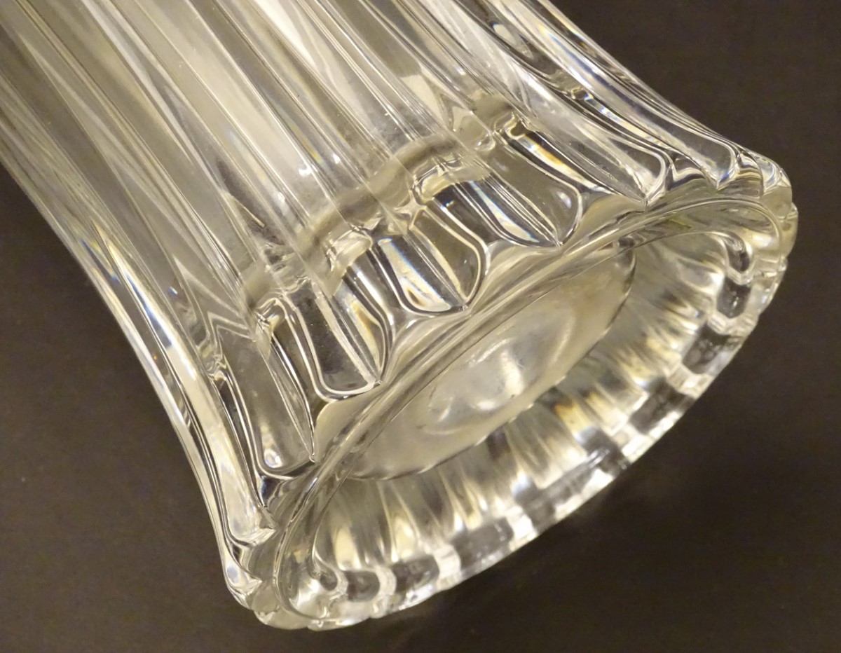 A 20thC lead crystal vase, of trumpet form with tapering inlets. - Image 6 of 6