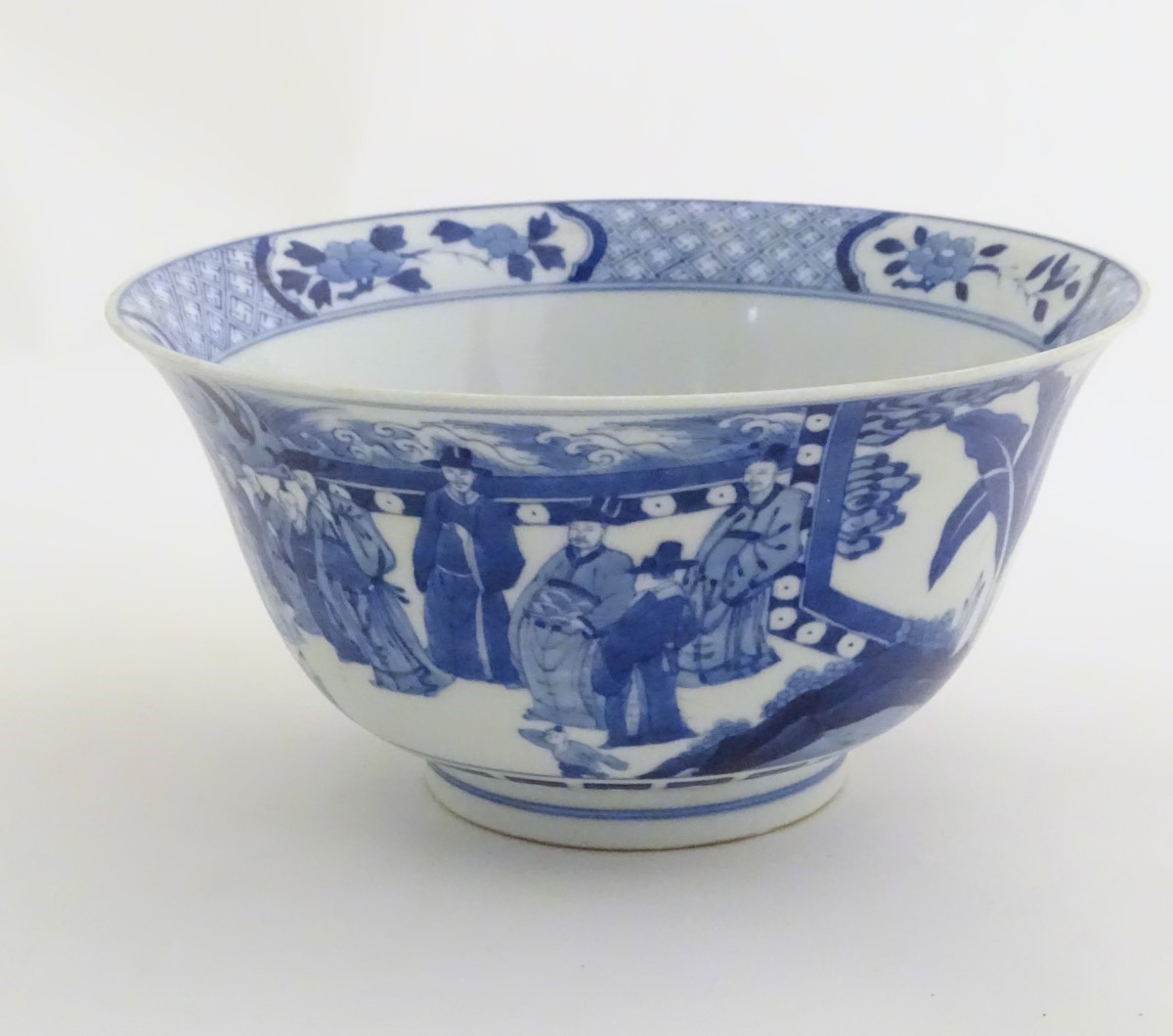 A Chinese blue and white footed bowl with a flared rim, - Image 5 of 7