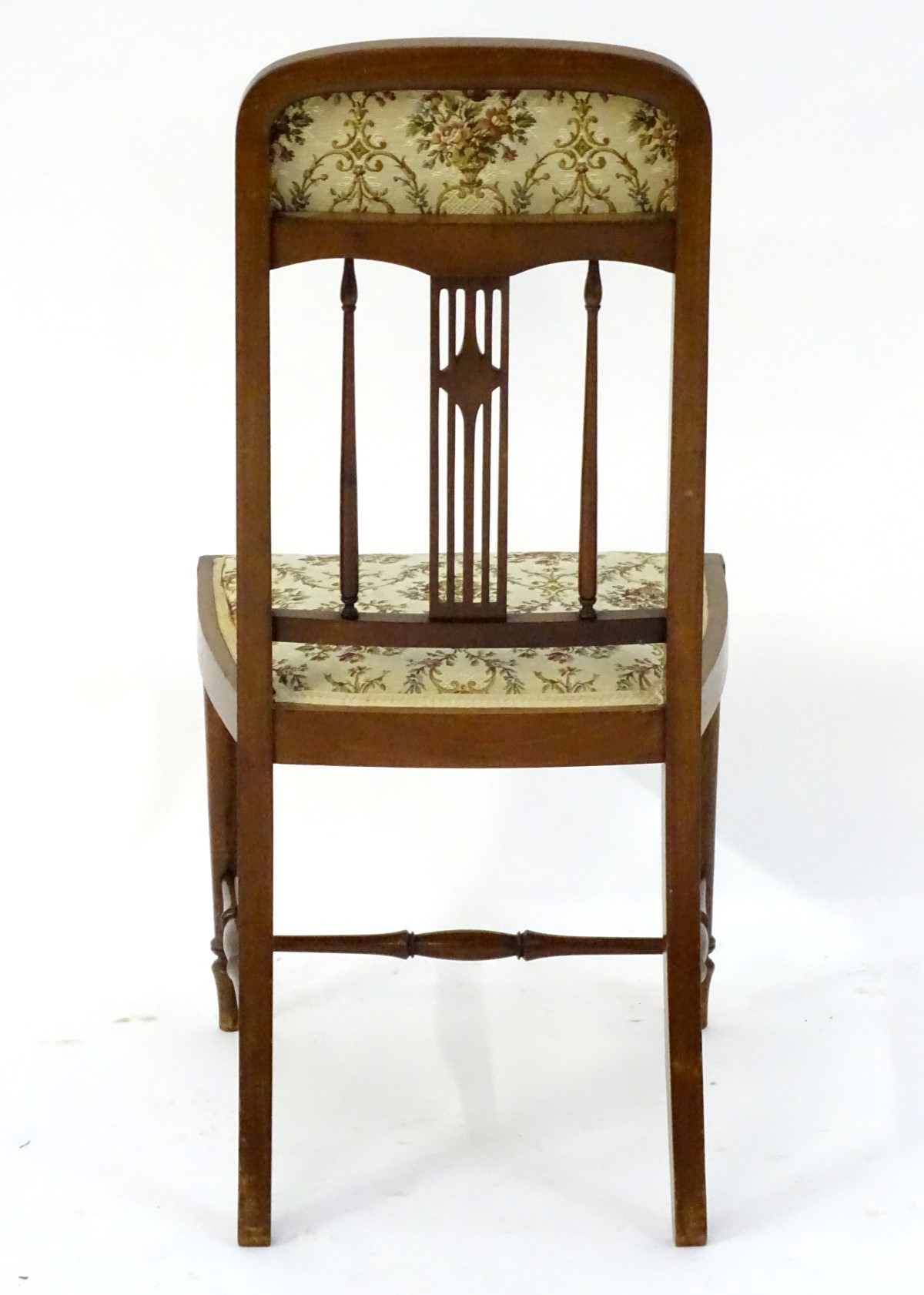 An early 20thC mahogany bedroom chair with a slatted backrest and inlaid decoration, - Image 7 of 9