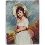 After George Romney, Textured oiliographic print, A portrait of Miss Juiliana Willoughby, Approx.