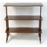 A mid 19thC mahogany metamorphic table / buffet with satinwood decorative stringing,