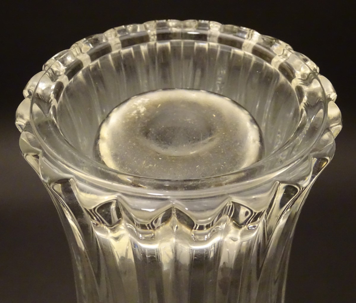 A 20thC lead crystal vase, of trumpet form with tapering inlets. - Image 2 of 6