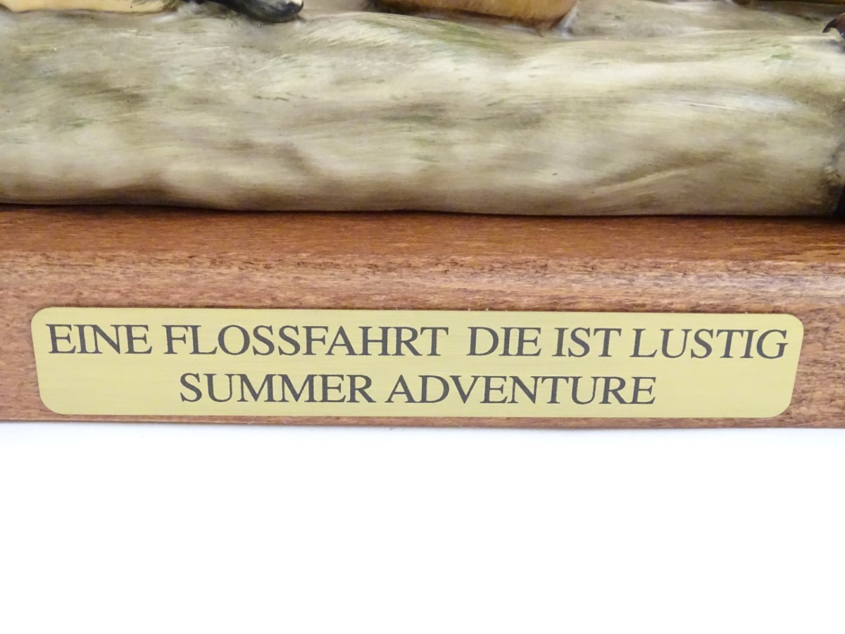 A large Hummel Goebel figural group, Summer Adventure (model no. 2124), on a titled wooden base. - Image 4 of 6