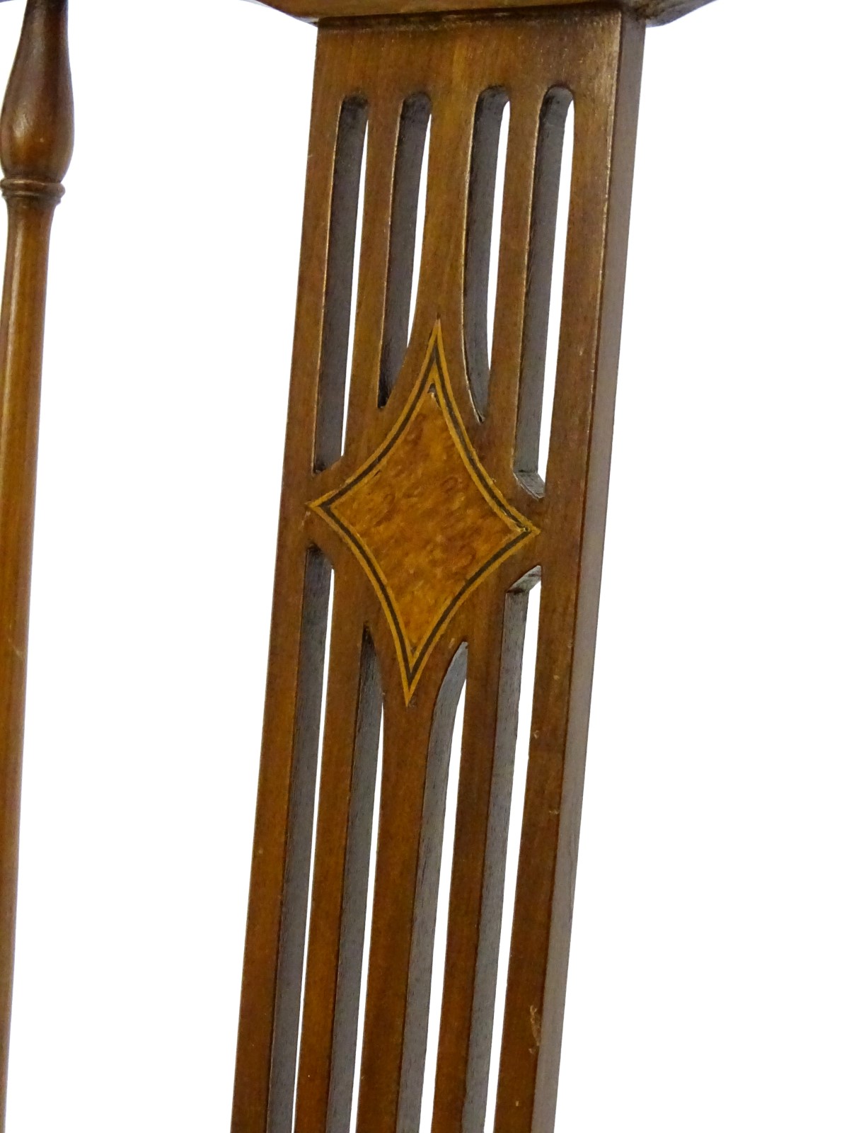 An early 20thC mahogany bedroom chair with a slatted backrest and inlaid decoration, - Image 6 of 9