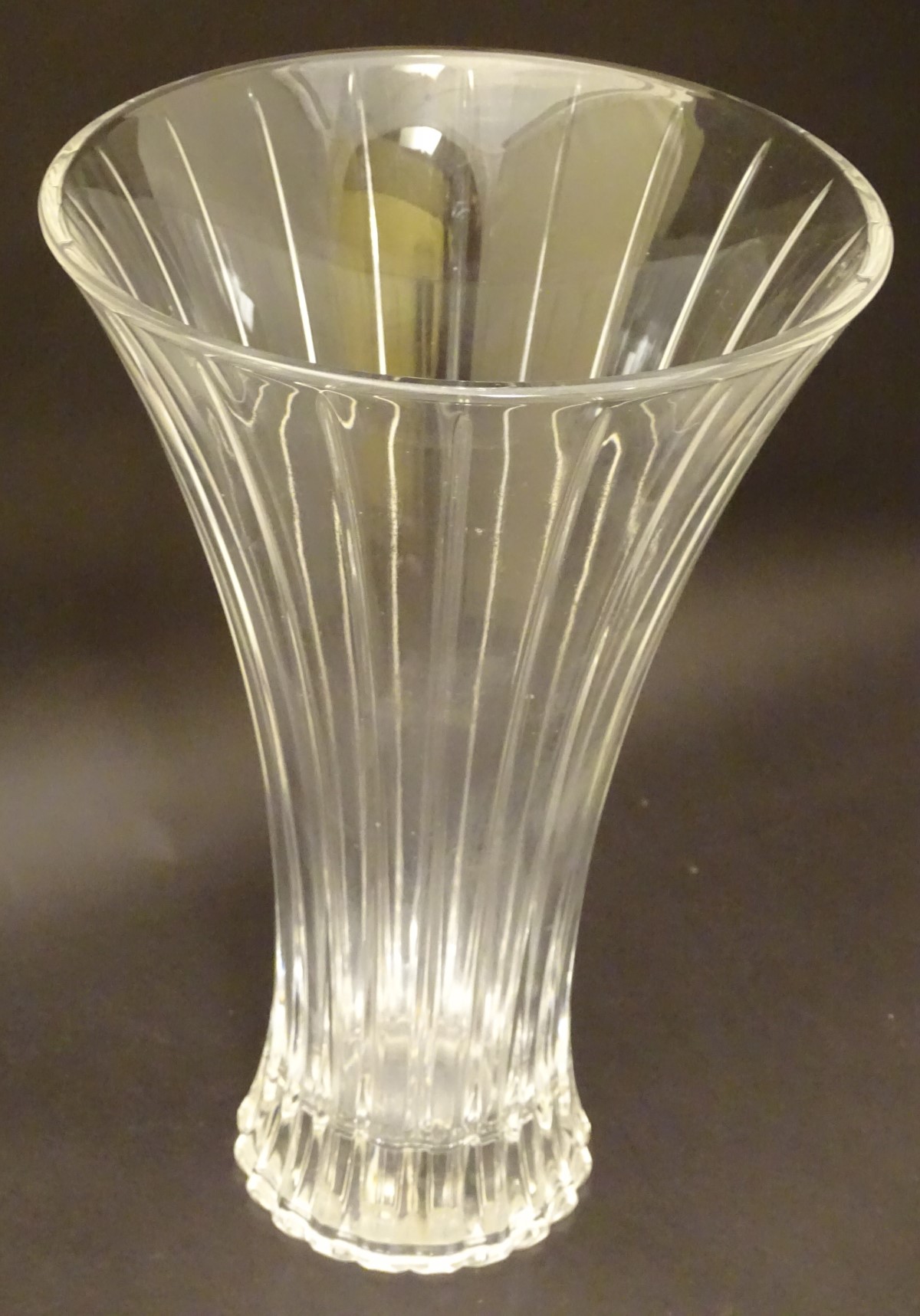 A 20thC lead crystal vase, of trumpet form with tapering inlets. - Image 4 of 6
