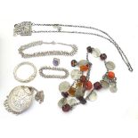 Assorted jewellery etc including Indian white metal necklaces etc,