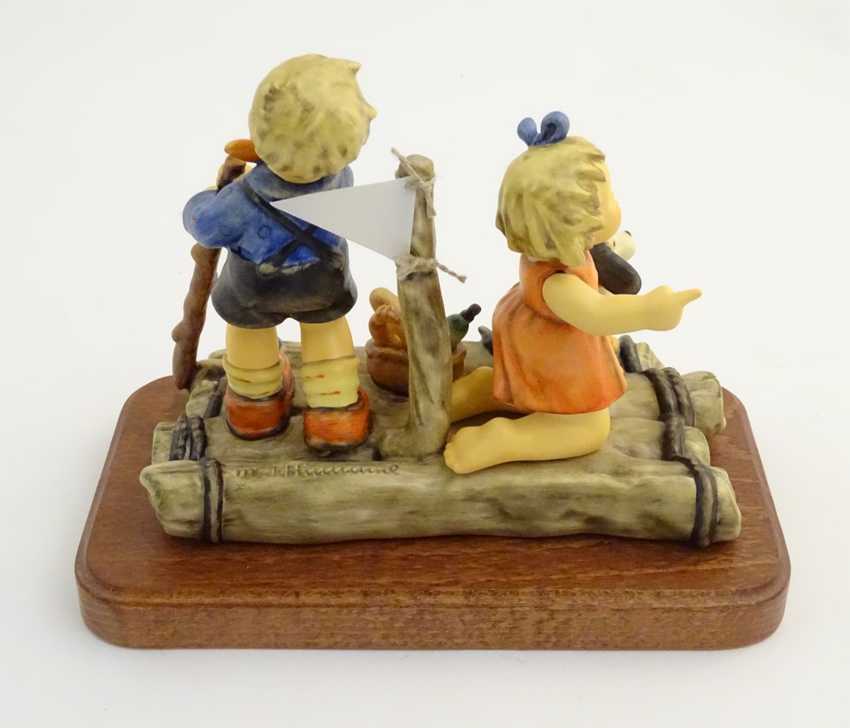 A large Hummel Goebel figural group, Summer Adventure (model no. 2124), on a titled wooden base. - Image 5 of 6