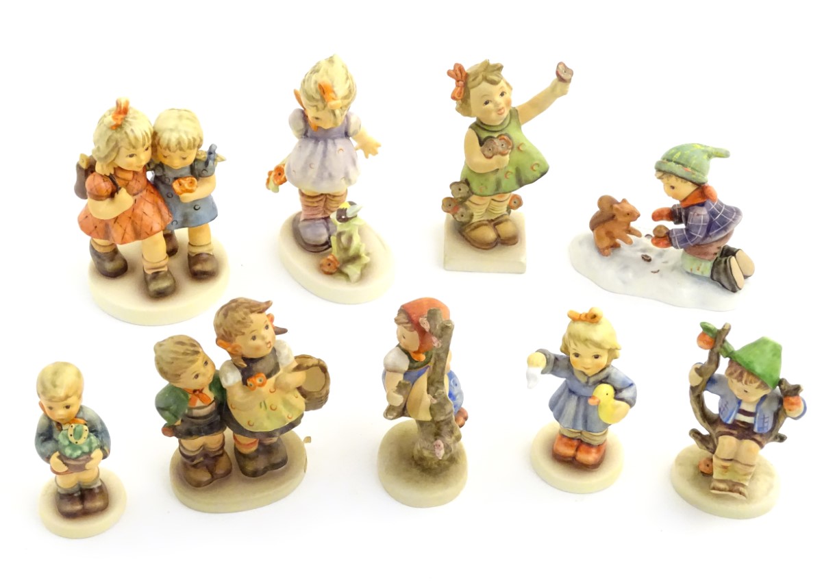 A collection of 9 Hummel Goebel countryside figures, comprising: Best Friends (model no.