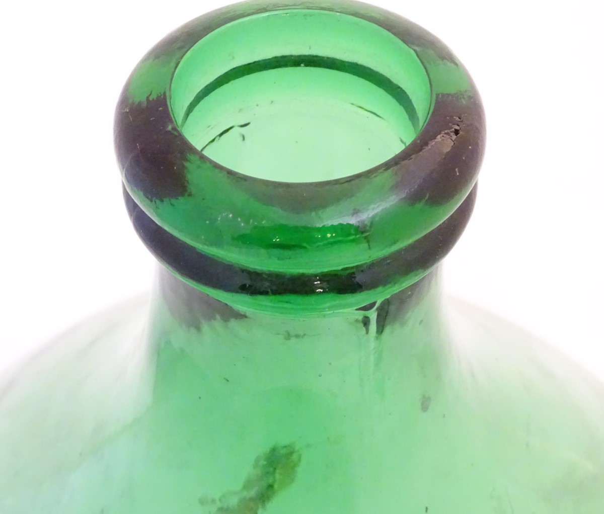 Large Italian Demi-John Bottle: a large Carboy / Demi-John green glass wine bottle, 24 1/2” high. - Image 2 of 6