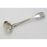 A 19thC silver fiddle and thread pattern spice sifting spoon hallmarked London 1833 maker Mary