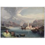Italian School, XIX, Oil on canvas, A stylised view of Lake Como, Italy,