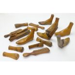 A collection of early / mid 20thC Cobbler's / Shoemaker's shoe trees / lasts,