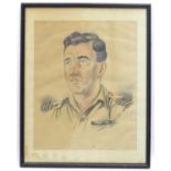 Militaria: Donald Allen (1919-2013) a WW2 / World War 2 / Second World War portrait pencil sketch