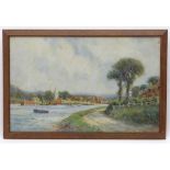 Louis van Staaten, XIX-XX, Watercolour, River landscape view,