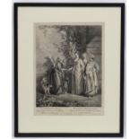 Laurent Cars ( 1699-1771) after Jean-Antoine Watteau (1684-1721), Monochrome engraving,