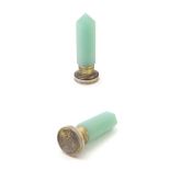 A small hand seal with green jade like hardstone handle 1 ¼" high CONDITION: Please