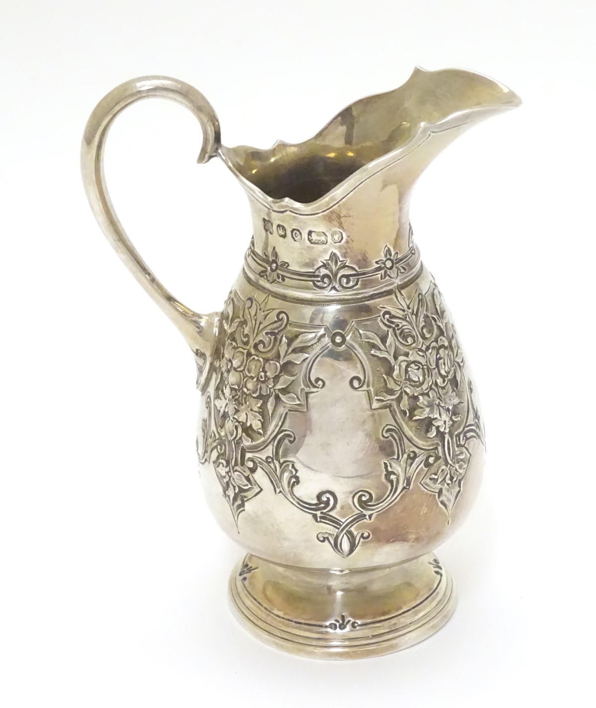 A Victorian silver cream jug hallmarked Sheffield 1870 maker Martin, Hall & Co. - Image 3 of 6