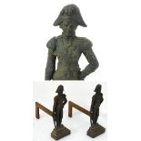 Garden & Architectural: a pair of 19th / 20thC cast iron andirons,