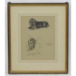 After Cecil Charles Windsor Aldin (1870-1935), Monochrome print, 'Spaniel + Chow' dogs,