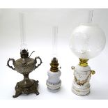 A collection of early 20thC oil lamps, comprising 'The New Rochester Jr.