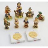 A collection of 8 Hummel Goebel countryside figures, comprising: Feeding Time (model no.