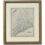 A 20thC print of J. H. Colton's map of Maine. Approx.