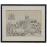 After T. Gibb, A XX monochrome print, 'Schol.Regal: Sherborn EDV VI', Signed in pencil lower right.