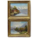 Swiss School, XX, Oil on canvas laid on board, a pair,