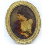 Italian School, XVIII, Oil on panel, an oval, A portrait of a Roman lady, Approx.