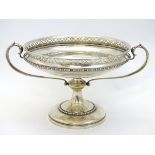 A silver pedestal twin handled tazza hallmarked London 1917 maker Sibray Hall & Co Ltd.