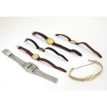 Assorted wrist watches including a 9ct gold case watch.