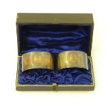 A pair of Victorian silver napkin rings hallmarked 1893/94 maker Colin Hewer Cheshire