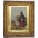 PF Poole RA XIX, Watercolour, Children on the heath, Signed lower left,