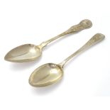 A Victorian Scottish silver teaspoon with engraved decoration, hallmarked 1886, maker WS.