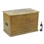 A late 19thC / early 20thC scumbled pine blanket box / mule chest with two short drawers to the