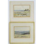 Indistinctly initialled, XIX, English School, Watercolour, The Wolds from near Newton...