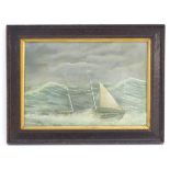 Indistinctly signed, XX, Marine School, Oil on board, A sail boat / ketch in a stormy sea,