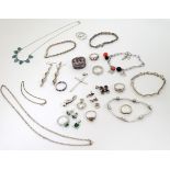 A quantity of assorted jewellery etc including silver bracelets, rings, pendants, earrings etc.